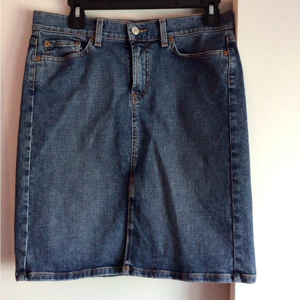 Lucky Brand Dungarees. Made in USA. Jean skirt. Size 8. Just above knee.